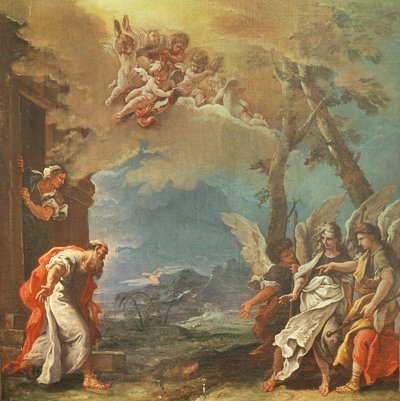 Abraham begrüßt die Engel, ca. 1695 von Sebastiano Ricci